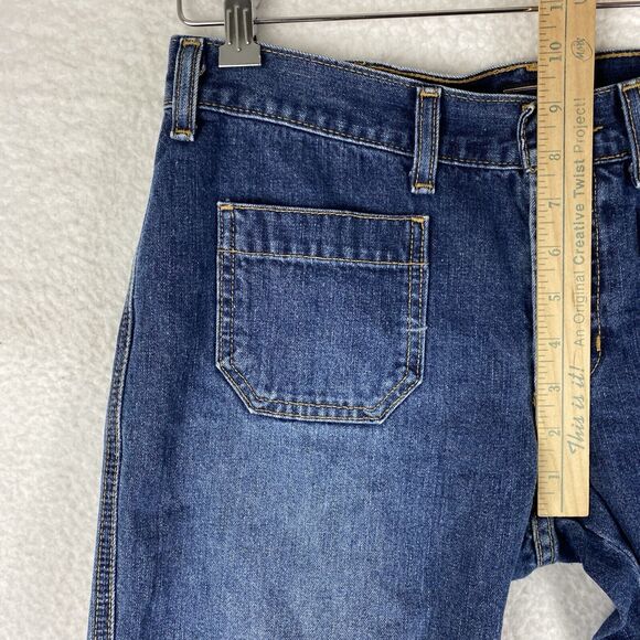Vtg Abercrombie & Fitch Jeans Womens Size 4 Blue Low Rise Flare Y2K Patch Pocket - Picture 12 of 13